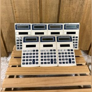 Vintage Lot Of 7 Sharp Elsi Mate EL 240H Solar Cell Calculators Working